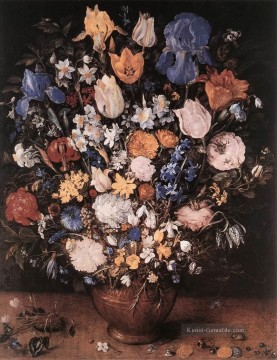 Blumenstrauß in einer Ton Vase Jan Brueghel der Ältere Blumen Ölgemälde